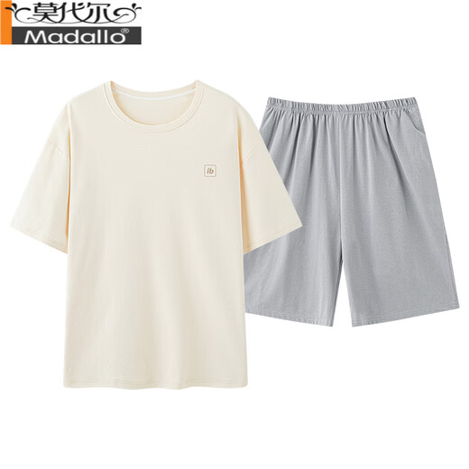 Modal Pure Cotton Pyjamas Herren kurzärmelige Kurzfilme Sommer-Dünnstil 2025 Neuer mittleren und älteren Vater mit großer Größe Home Clothing Set 13603# Hautfarbe reine Baumwollshorts XL [vorgeschlagen 120-140jin [Jin gleich 0,5 kg]]