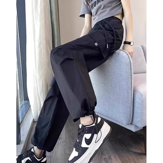 美式工装裤女夏季薄款小个子束脚登山裤休闲宽松阔腿速干运动裤子 绿色 【MY-689】 2XL
