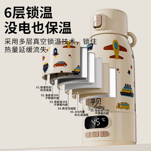 Portable constant temperature cup Constant temperature kettle Boiling cup Baby going out to make milk thermos thermos constant temperature cup 500ml