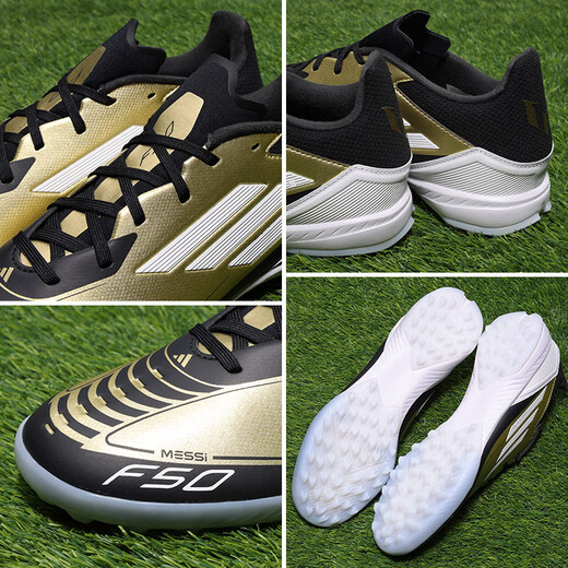 Adidas Kinderfußballschuhe Messi Schwarz Gold Model F50 League Messi TF gebrochene Nägel Nicht-Schlupf- und Wear-Resistant Messi F50 Black Gold Model Ig9277 38