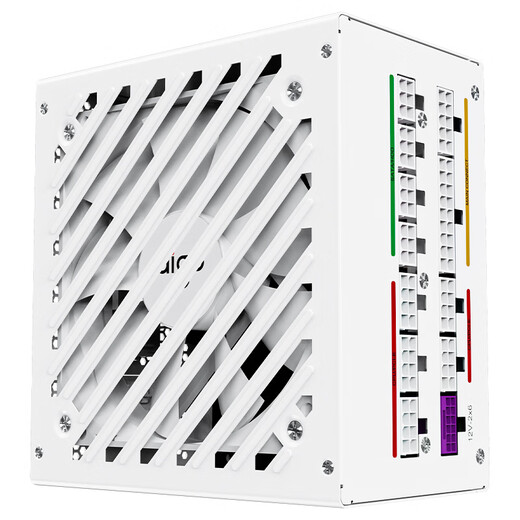爱国者（aigo）星璨大岚屏显版+EV850白金电源机电套装 白色 ATX游戏电脑台式主机箱