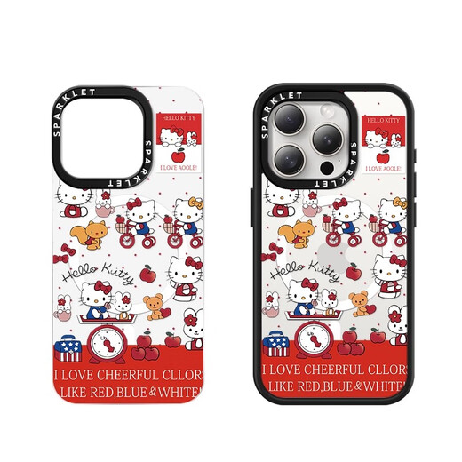Schöne Zehn Cent (MSMF) Sanrio Apple Magnetic Phone Hülle Magsafe Cartoon süßes Mädchen Herz Katie Cat Advanced Wireless Lading Two-In-1 anwendbares Frauen-Anti-Fall-Schutzfall [Magnetic Acryl] Pudding Dog-BG694g iPhone14promax