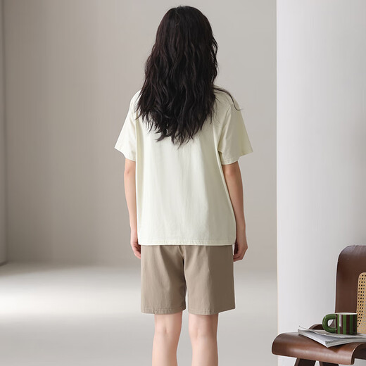 浪莎（LangSha）情侣睡衣一男一女带胸垫莫代尔夏季短袖薄款卡通休闲可外穿家居服 6636 XL 女+男款2XL