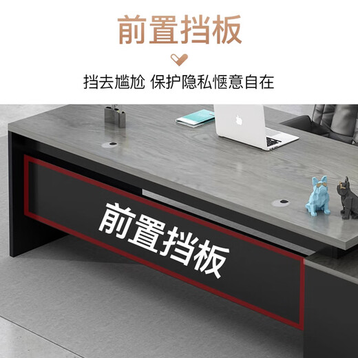 Tsukumachi desk boss desk simple modern manager desk and chair combination advanced single office executive desk with cabinet furniture 160*80cm+side cabinet gray oak