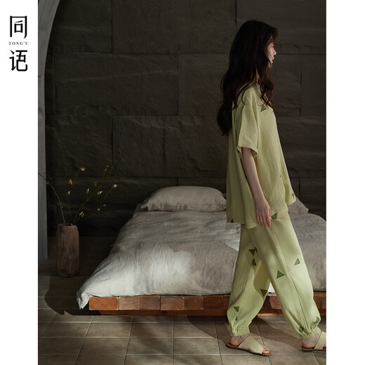 同语年新款睡衣女夏季梭织短袖套装可外穿女士夏天家居服 女士-Z3892 M 160 （身高155-163cm，体重90