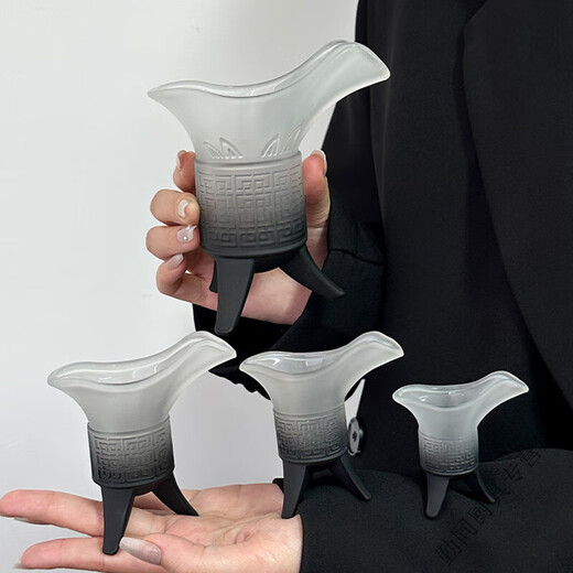 Enshousu Creative Antique Jue Cup Home Retro Qin Shihuang Milk Tea Cup Ancient Three-legged Cup Frosted Gradient Black Cup Frosted Black Emperor Cup - 100ml