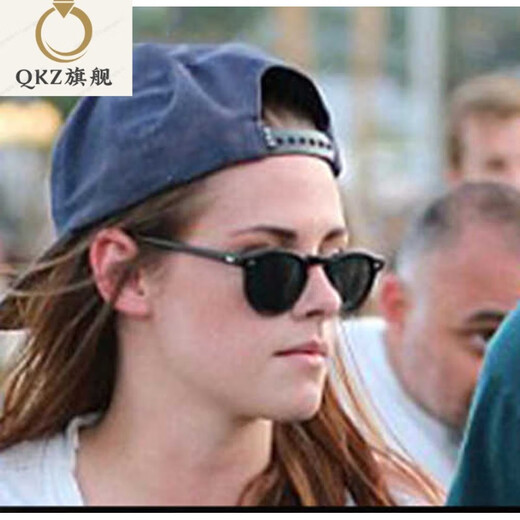 SNQP欧美经典复古小圆形太阳镜时尚米钉小框墨镜男女潮流百搭太阳眼镜 亮黑灰片 袋子