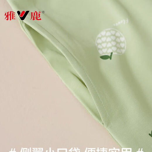 雅鹿睡裙夏季女纯棉短袖可爱卡通睡衣女夏天宽松透气女士家居服 15604 M 160 (90-110斤)
