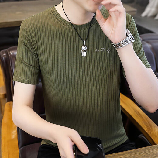 PHELOS-Kurzärärmungs-T-Shirt Lose Ice Seide Trendy Marke High-End White Herren große T-Shirt-Kleidung des fetten Mannes Trendy Männer Q6628 Gray XL (125-140)