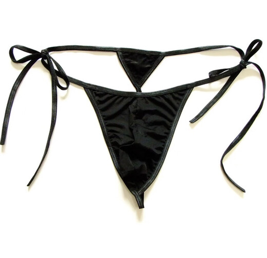 Meridian dry men's thong pants men's sexy low-waist transparent milk silk straps tight and comfortable underwear one-size-fits-all stretch black