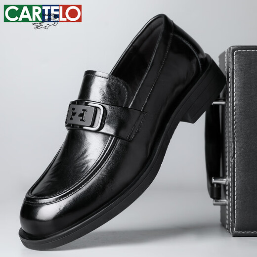 CARTELO crocodile (CARTELO) first layer cowhide shoes men's shoes 2025 new casual leather shoes workplace business men's loafers K046 black 40