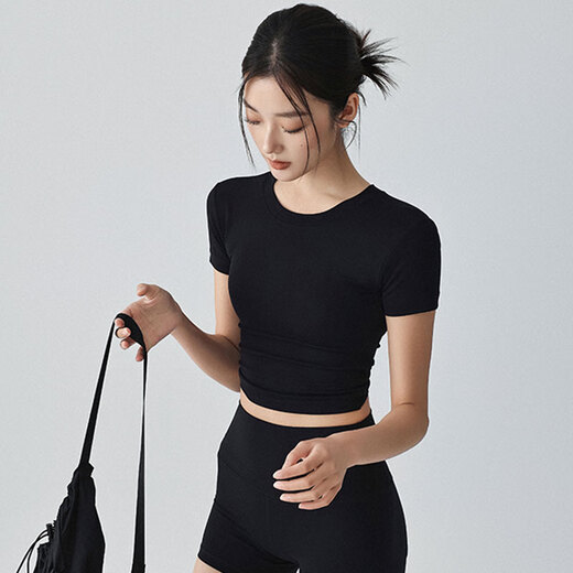 
Shercehman Yoga Clothing Backless Sports Top for Women's Summer Fixed Chest Pad Beautiful Back Pilate Short Sleeve Can We Wear Quick Dry Fitness Clothing Outside