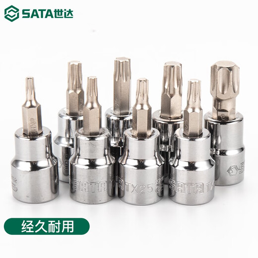 SATA 世达世达中飞内六角一字十字旋具套筒10mm棘轮扳手内六方套管花键批头 22101/花型T-1048MM长