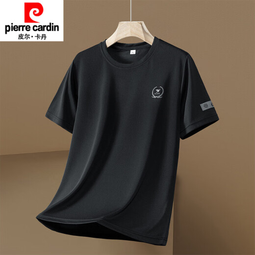 Pierre cardin short-sleeved men's 2025 new summer ice silk cool half-sleeved top for men's casual loose breathable T-shirt 829 white M 80-100Jin [Jin equals 0.5 kg]