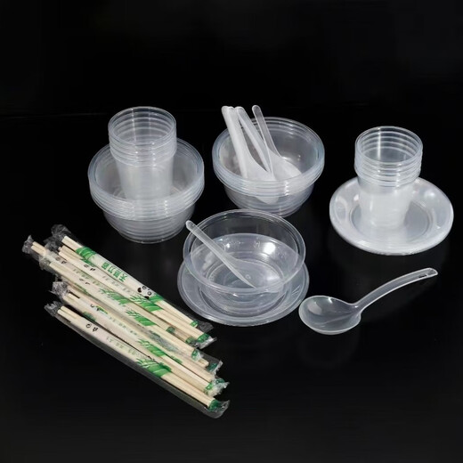 Disposable tableware combination tableware set camping plastic tableware environmentally friendly outdoor travel barbecue food grade 10 servings 1 pack