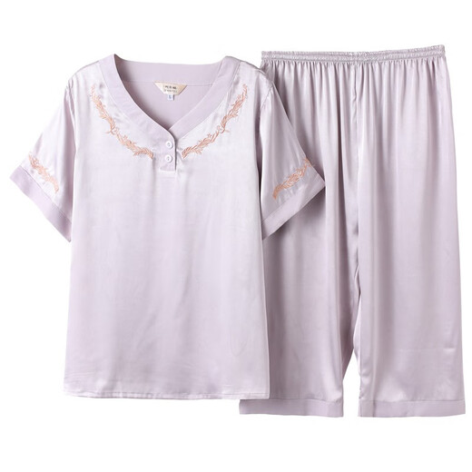 
Modal middle-aged mother ice silk thin style summer middle-aged and elderly women silk. Silk short-sleeved pajamas and women's home clothing set 683 bean paste (cross sleeve trousers) XL [Suggested 100-120 Jin [Jin equals 0.5 kg]]