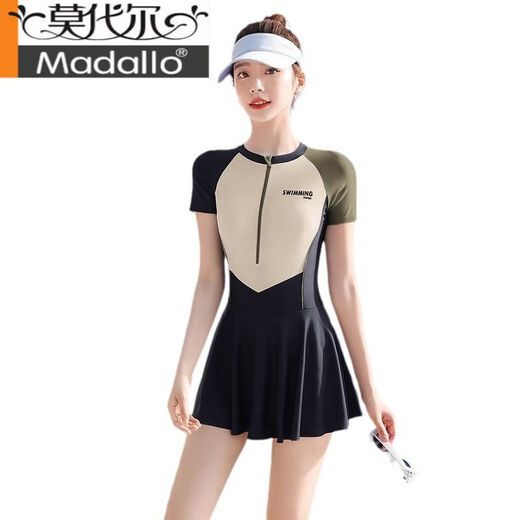 莫代尔泳衣女款保守连体游泳衣2025新款夏季遮肚显瘦泡温泉大码泳装 14122Z黑色 L