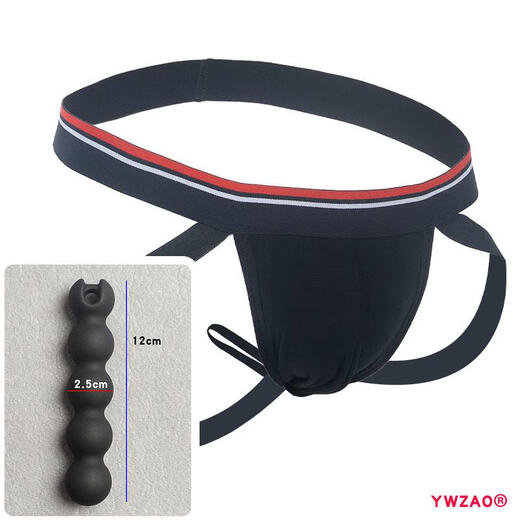 
Xin Youjie Sexy Men's Thong Black Combination N16 Legs Temptation Anal Plug Underwear T-Pants SS Fingertips (Silicon) Size 28-32