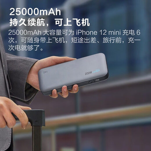 ZMI20号移动电源200W快充充电宝适用小米黑鲨苹果三星手机笔记本 铁灰色20号英文版充电宝QB826G 25000mAh