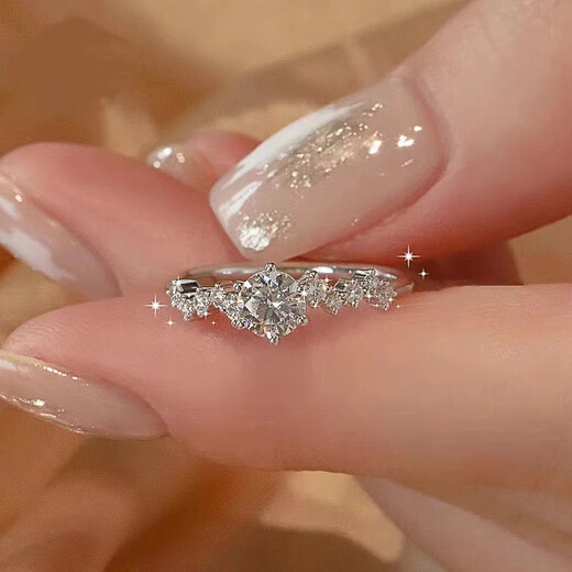 Authentic Pt950 platinum D color moissanite diamond ring for women 18 platinum proposal wedding ring for girlfriend’s birthday gift Light luxury model Star Dream main stone 1 carat You need to keep silent and contact customer service to note the circle number