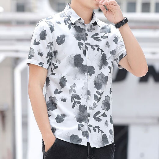 Pierre Cardin Summer Nuevo camisa de manga corta impresa para hombres camisa de negocios casual moderna de moda