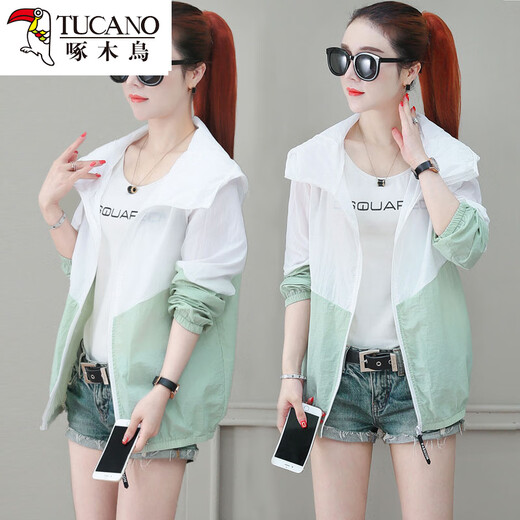 Woodpecker sunscreen clothes for women 2025 spring and autumn summer new Korean thin ins jacket for women loose sunscreen clothes light purple S recommended 98 Jin [Jin equals 0.5 kg] below