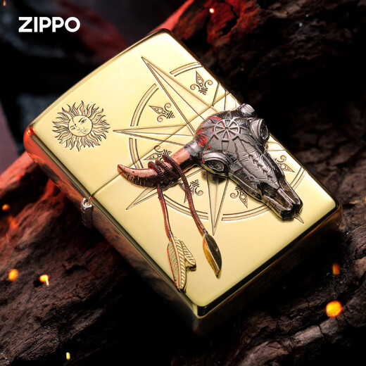 ZIPPO打火机官方正版 芝宝防风火机 印第安牛头 贴章送礼男士礼物 印第安牛头(新机不含油)DY9902TZ