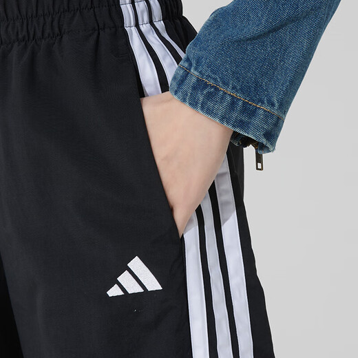 阿迪达斯 （adidas）女装运动套装25夏季新款三条纹圆领短袖T恤直筒长裤运动裤 两件套 JY7612+JE1306 XL