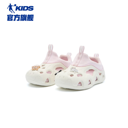 Jordan qiaodan zapatos de cueva de niñas 2025 productos nuevos productos zapatos para niños sandalias de palo para niños jordan blanco/púrpura polvo 32