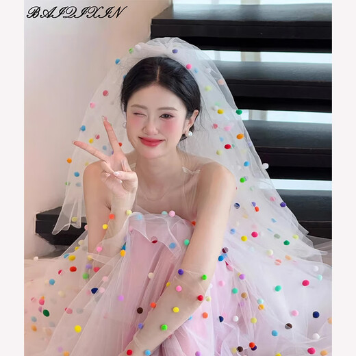 Braut Hochzeitsschleifstyling, Kopfschmuck, Haarzubehör, Hochzeitskleid, Heiratsurkunde, Vorschlag Accessoires, Fotostudio Foto, Reisefoto, Dopaminball -Schleim etwa 80 cm