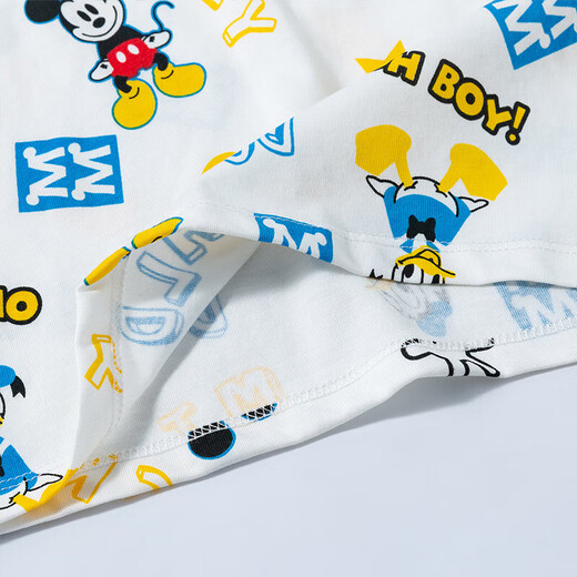 Disney summer children's clothing boys' T-shirt Mickey Donald Duck cartoon fashionable casual versatile skin-friendly comfortable and breathable short-sleeved T-shirt 222S1695 book white 120