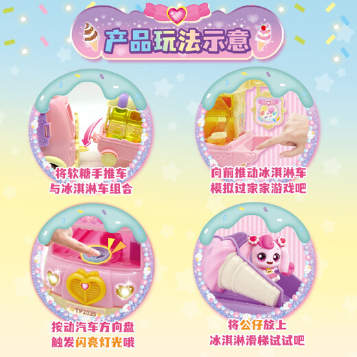 
Wonderful Cute toy magic sweetheart Cute Cute ice cream truck set a lot of accessories for playing house lighting Children's Day gift