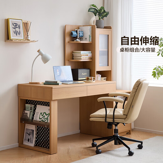 Quanyou Home Furnishing Log style computer desk desk bookcase bookshelf integrated bedroom study office study makeup table