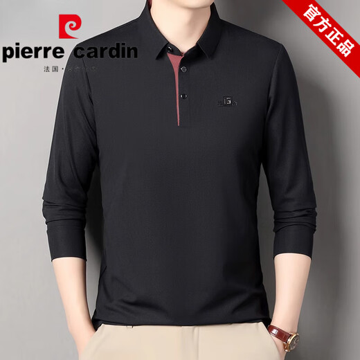 皮尔卡丹（pierre cardin）长袖t恤男士纯色春夏款薄款中年纯棉翻领体恤上衣打底polo衫上班 6625豆绿 M 165建议95-115斤