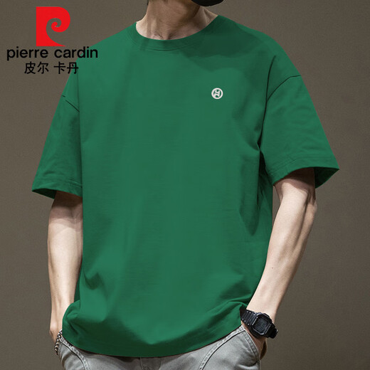 皮尔卡丹（pierre cardin）潮流美式短袖恤男夏季圆领百搭休闲2025新款宽松港风恤针织 白色-1365短*袖-100%纯棉 L 【建议130-145斤】
