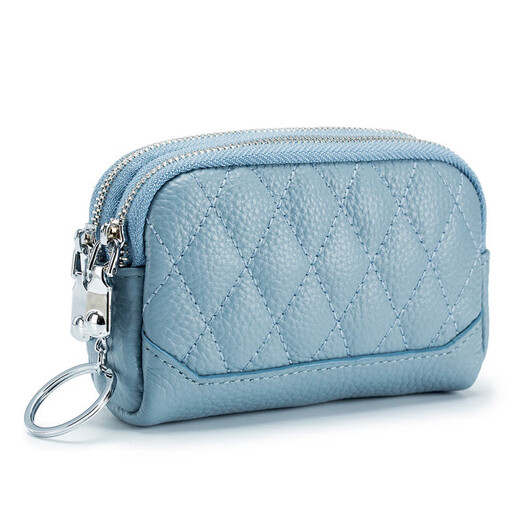 Youse (vous) Première couche Cow I Le cuir Diamond Mini portefeuille Keetchain Coin Sac en cuir Double Zipper Coin Wallet Rangement Sac