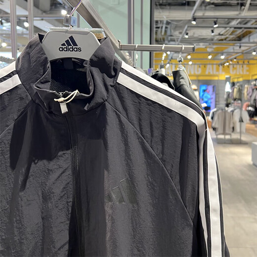 阿迪达斯 （adidas）外套男装2025夏季新款运动服梭织时尚百搭休闲立领上衣夹克KC3894 KC3892黑色/白 S