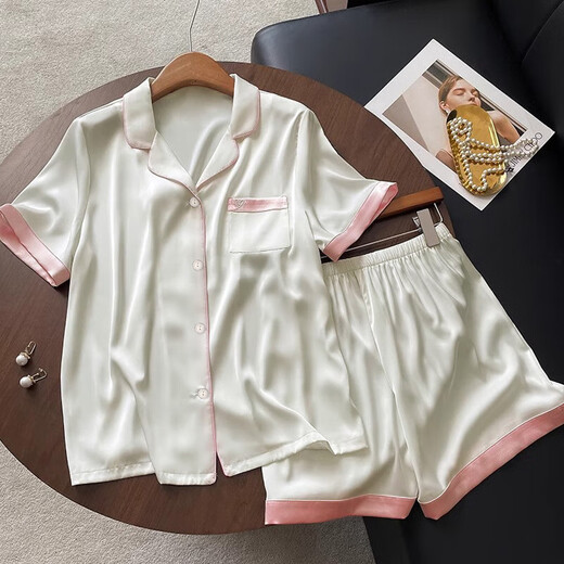 高级感冰丝睡衣女夏短袖短裤甜美可爱家居服宿舍家居服套装外穿 套WLW9226 XL 【建议115-130斤】