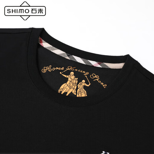 Camiseta de manga corta Shimo Brand SHIMO Camiseta de algodón de algodón de algodón bordado de algodón bordado de cuello redondo bordado de gran tamaño.