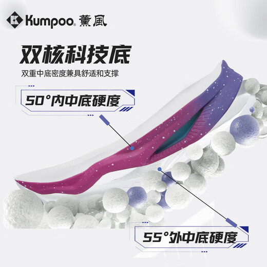 KUMPOO badminton shoes imitation cartilage technology cushioning anti-slip breathable competition sports shoes KH-G825 white/purple blue 38