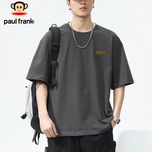 
Big Mouth Monkey (Paul Frank) short-sleeved men's summer 220g heavy cotton T-shirt men's loose casual top jacket men's clothing dark gray XL