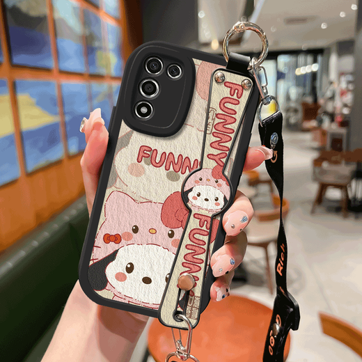 WAIDM suitable for oppok9s mobile phone case new oppok9pro protective cover crossbody wristband lanyard opk9x lambskin soft shell opk9 full-inclusive women's k9pro protective cover [anti-fall-proof skin white] HH1473 OPPO K9s