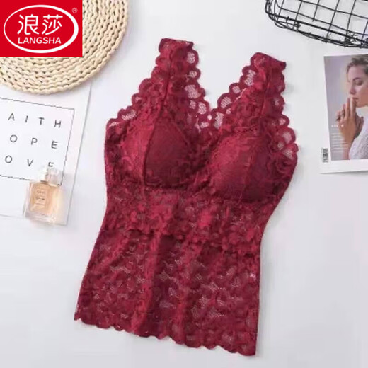 LangSha large size lace beautiful back all-in-one bra for women summer slim long camisole underwear for female students Korean style tube top white + black XL recommended (105-130Jin Jin equals 0.5kg)