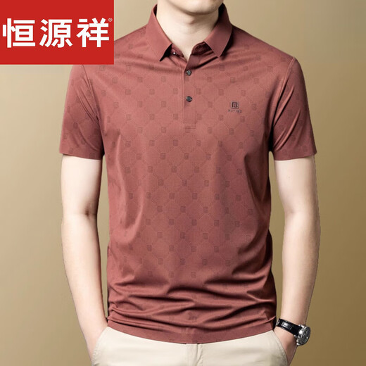 恒源祥高档品牌轻奢短袖t恤男2025新款夏季休闲爸爸装上衣polo.衫新品 灰绿-15286 M 165