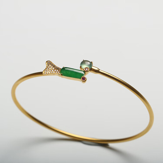 Lie Ruiwandelin jewelry inlaid design 18K gold inlaid ice jade gourd temperament bracelet