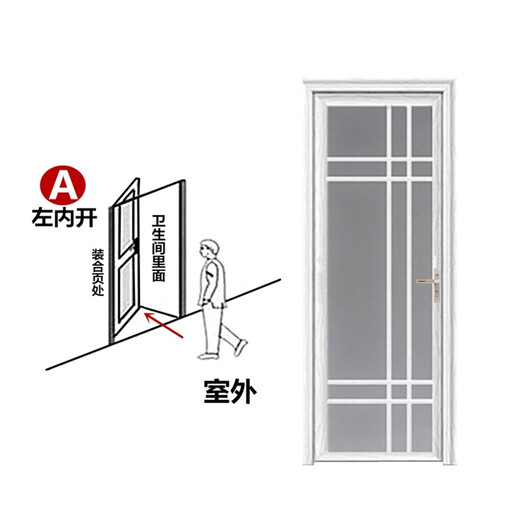 Riqiang bathroom door toilet door kitchen titanium magnesium aluminum alloy simple household toilet bathroom glass kitchen flat door champagne gold A left inner opening + door handle on the right 198x691 flower shape 1.0