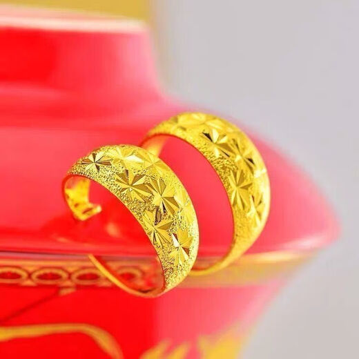 Shengli Hong Kong Duty Free 9999 Yellow Earrings 24 Gold Women's Glossy Large Earrings Gold Earrings for Mom Premium Alluvial Gold Premium Glossy Earrings Pair 2cm