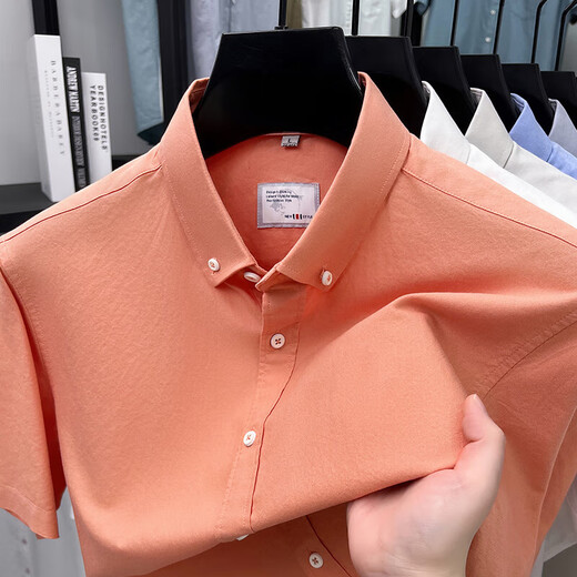 
Classic Car (LAOYECHE) Pure Cotton Short Sleeve Shirt Professional 2025 Summer Casual Solid Color Shirt Men's Business Formal Half Sleeve Top AN15260 Gray 2XL