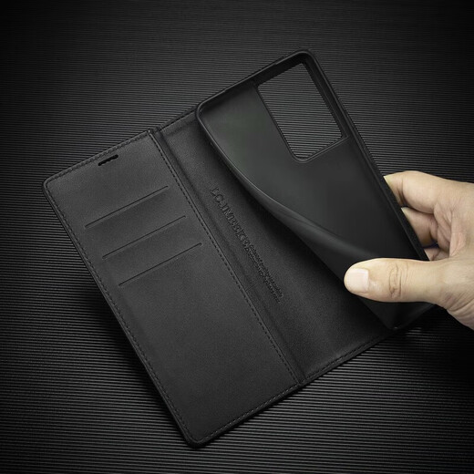 猫漫尖适用三星S25ultra碳纤维纹皮套Note20钱包插卡FE手机壳A36翻盖s24 黑色 横纹 三星S21