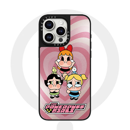 CaSetify Co-Branded Weinen Baby Powerpin Girl Polizistin geeignet für Apple 15pro Mobiltelefon Hülle iPhone14Promax Schutzhülle 13/16 Mirror Magsafe Magnetic 12 Card Tify [CA677 Super Big Love Little Policefrau] Silver Mirror iPhone 16